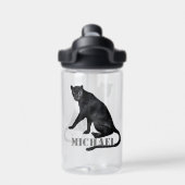 Zwarte Panter Kat Luipaard Persoonlijk Waterfles (Achterkant)