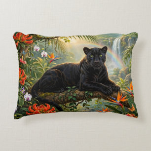 Zwarte Panter Kenia Jungle Bloemen Waterval Accent Kussen