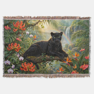 Zwarte Panter Kenia Jungle Bloemen Waterval Deken