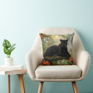 Zwarte Panter Kenia Jungle Bloemen Waterval Kussen