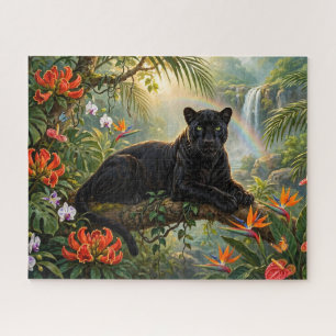 Zwarte Panter Kenia Jungle Bloemen Waterval Legpuzzel