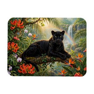 Zwarte Panter Kenia Jungle Bloemen Waterval Magneet