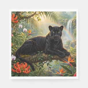Zwarte Panter Kenia Jungle Bloemen Waterval Servet