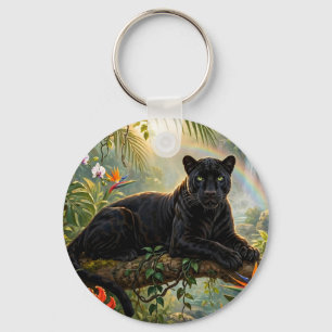 Zwarte Panter Kenia Jungle Bloemen Waterval Sleutelhanger