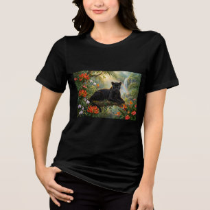 Zwarte Panter Kenia Jungle Bloemen Waterval Tri-Blend Shirt