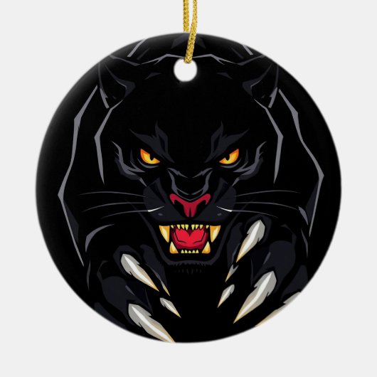 Zwarte panter keramisch ornament (Voorkant)