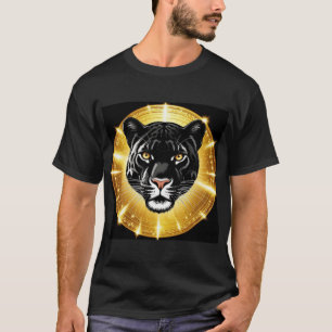 Zwarte Panter Kunst met een Stralende Gouden Halo T-shirt