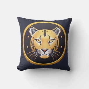 Zwarte Panter met Ingewikkelde Artistieke Details Kussen