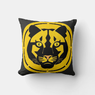 Zwarte Panter met Ingewikkelde Artistieke Details Kussen