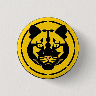 Zwarte Panter met Ingewikkelde Artistieke Details Ronde Button 3,2 Cm