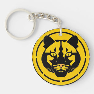 Zwarte Panter met Ingewikkelde Artistieke Details Sleutelhanger