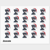 Zwarte Panter met Kerstmuts Vierkante Sticker (Vel)