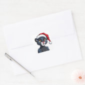 Zwarte Panter met Kerstmuts Vierkante Sticker (Envelop)
