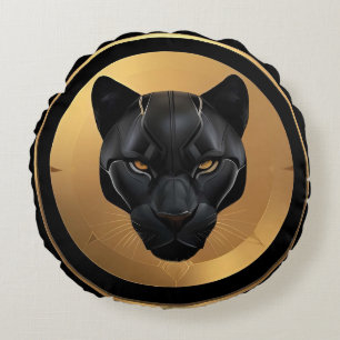Zwarte Panter met Metal Details Rond Kussen