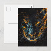 Zwarte Panter met Oranje Lichtsporen Briefkaart (Voorkant / Achterkant)