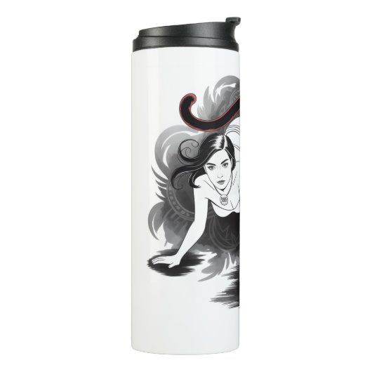 Zwarte panter met vrouwen  thermosbeker (Gedraaid links)