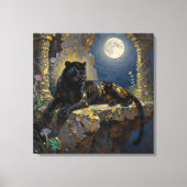 Zwarte Panter onder de Volle Maan Canvas Afdruk (Voorkant)