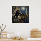Zwarte Panter onder de Volle Maan Poster (Keuken)