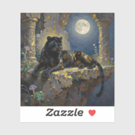 Zwarte Panter onder de Volle Maan Sticker