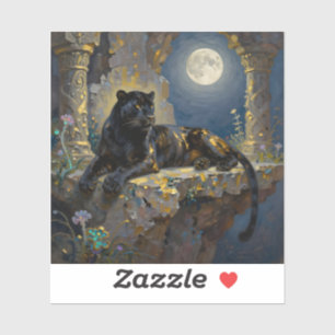 Zwarte Panter onder de Volle Maan Sticker