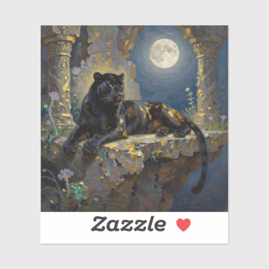 Zwarte Panter onder de Volle Maan Sticker (Vel)