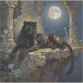 Zwarte Panter onder de Volle Maan Sticker (Voorkant)