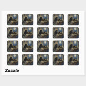 Zwarte Panter onder de Volle Maan Vierkante Sticker (Vel)