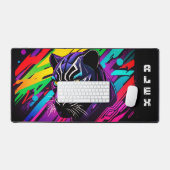 Zwarte panter op een graffiti-achtergrond met voor bureaumat (Keyboard & Muis)