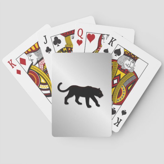 Zwarte panter op zilver speelkaarten (Achterkant)