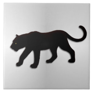 Zwarte Panter op Zilver Tegeltje