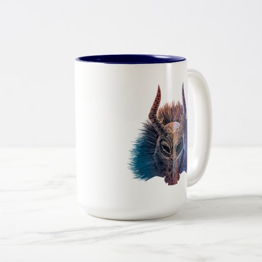 Zwarte panter | Overlay-art van stammaskers Tweekleurige Koffiemok (Voorkant rechts)