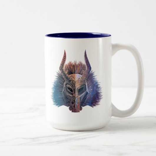 Zwarte panter | Overlay-art van stammaskers Tweekleurige Koffiemok (Rechts)