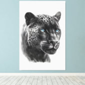 Zwarte panter - potloodtekening canvas afdruk (Insitu (Houten vloer))