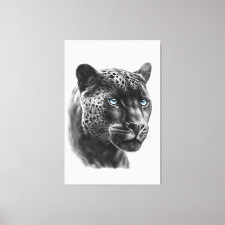 Zwarte panter - potloodtekening canvas afdruk