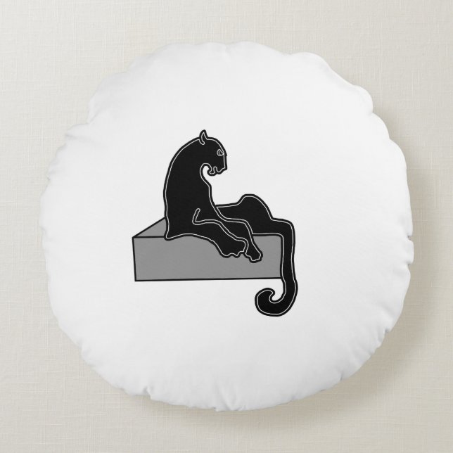 zwarte panter rond kussen (Voorkant)