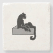 zwarte panter stenen onderzetter (Voorkant)