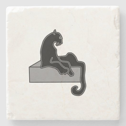 zwarte panter stenen onderzetter (Voorkant)