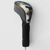 Zwarte panter weerspiegeld in water Initialen Golfheadcover (Schuin)