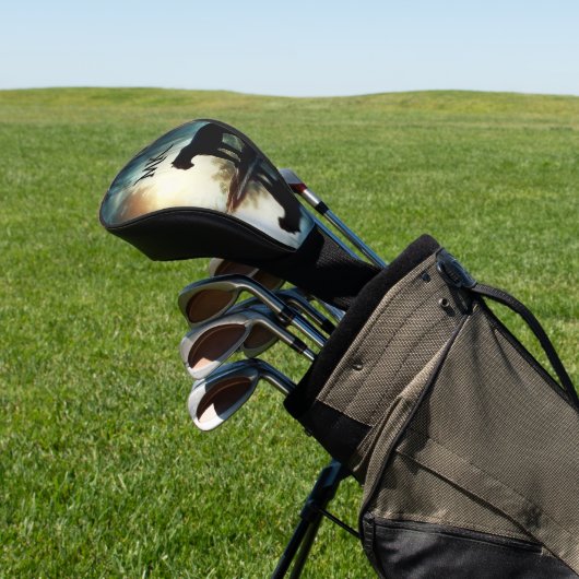 Zwarte panter weerspiegeld in water Initialen Golfheadcover (Insitu)