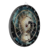 Zwarte panter weerspiegeld in waterregulatie dartbord (Voorkant Links)