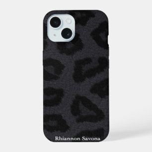 Zwarte Panterbont met Naam iPhone 15 Hoesje