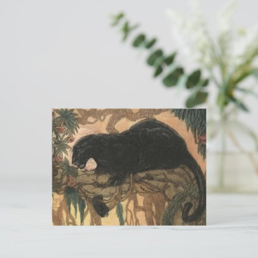 zwarte panterkat briefkaart (Staand voorkant)