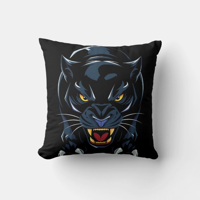 Zwarte panterkop kussen (Voorkant)
