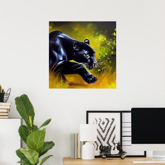 Zwarte Panther (5) Wilde kat Poster (Thuiskantoor)