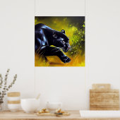 Zwarte Panther (5) Wilde kat Poster (Keuken)