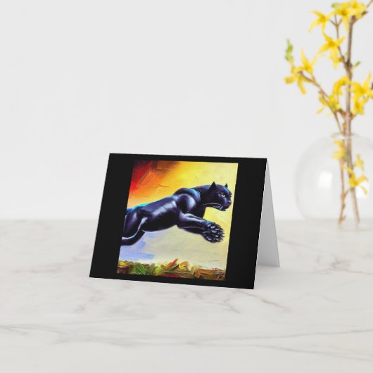 Zwarte panther (6) Wilde kat Kaart (Gele Bloem)