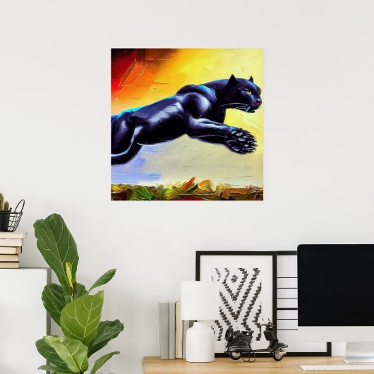 Zwarte panther (6) Wilde kat Poster (Thuiskantoor)