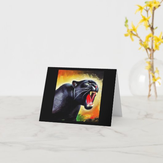 Zwarte panther (7) Wilde kat Kaart (Gele Bloem)