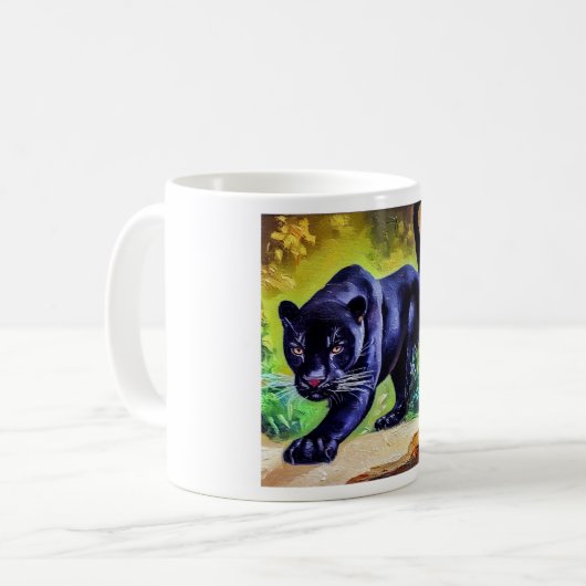 Zwarte panther (8) Wilde kat Koffiemok (Voorkant links)