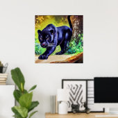 Zwarte panther (8) Wilde kat Poster (Thuiskantoor)